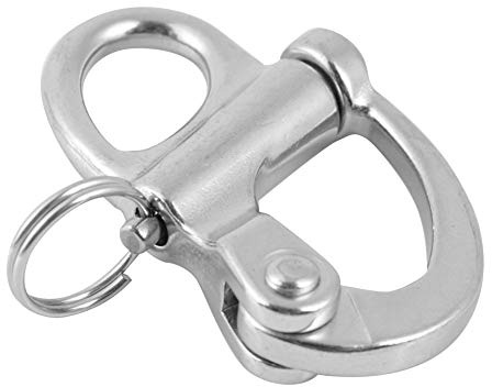 Snap Shackle Stainless Steel Quick Release Rigging Sailing Fixed Eye Bail Snap Shackle 35MM 52MM 69MM 96MM with Round Key Ring Marine Boat Rigging (10 * 35mm)
