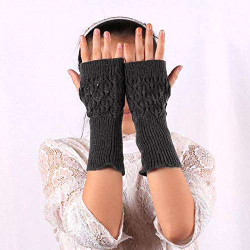 Kaschmir-Fingerlose Handschuhe, dunkelgrau, Pulswärmer, Daumenloch, warme halbe Fingerlose Handschuhe, Winter-warme Fingerlose Fäustlinge für Outdoor-Sportarten, Skifahren, Radfahren, Laufen