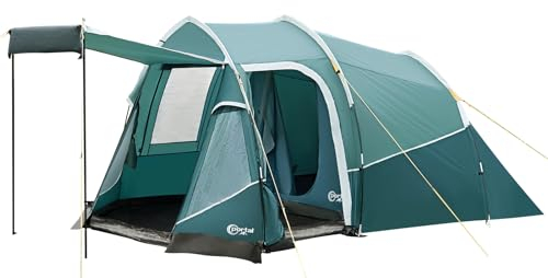 Portal 2-3 Man Tent Luxury 3000mm Waterproof with Porch Awning 3 Person Camping Tent with Sewn-in Groundsheet 2 Man with Bedroom Lightweight Tunnel for Festival Outdoor Hiking