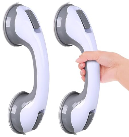 AUSYIWI Dusche Saugnapf Griffe 2 Stück, 30 CM Dusche Saugnapf Griff, Behinderte Sicherheit Handle, keine Notwendigkeit zu bohren für einfachen Griff für Bad Kinder und ältere Menschen