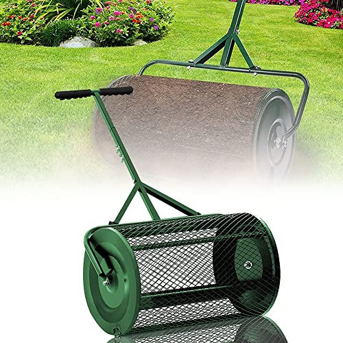 Spargitore per prato e giardino - Spanditore a spinta con cestello in rete metallica resistente da 24 pollici - Compost, torba, terra superiore, pacciame - Attrezzatura multiuso leggera e du