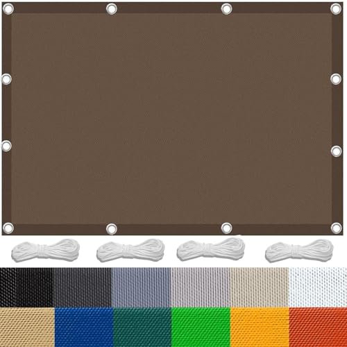 Tenda a Vela Ombreggiante Impermeabile, 4 x 4.5 m Resistente Ai Raggi Uv, Tenda da Sole con Anelli per Esterno, con Corde, per Giardino Balcone, Marrone