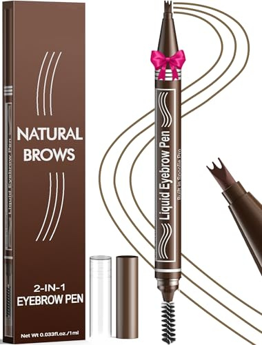 Microblading Augenbrauenstift – Eyebrow Pencil 2-in-1 mit zwei Enden für Frauen 3 Spitze und Spoolie-Bürste Natürliche Haarähnliche Augenbrauen, ganzen Tag halten, Braun