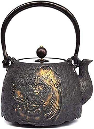 OQHAIR Teiera in Ceramica 1.2L Teiera in ghisa Fondo Piatto Set da tè Non Rivestito Parete Interna ossidata Antiruggine Universale per Stufa