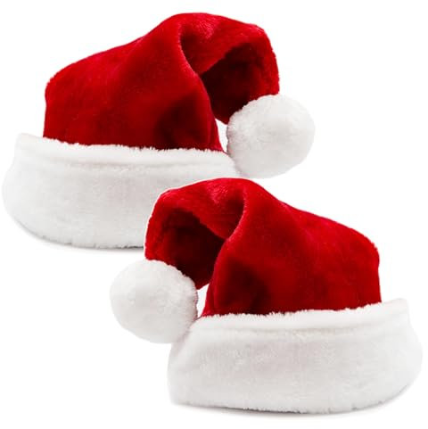 2er Weihnachtsmütze rot - unisex Größe - Nikolausmütze rot- für Weihnachten & Weihnachtsfeier & Weihnachtsmarkt - Erwachsene & Kinde