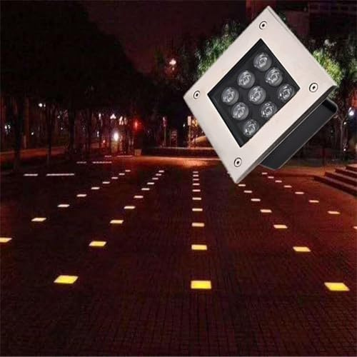 Landscape Light - Recessed Ground Spotlights, RGB Outdoor In-Ground Lights, IP67 Waterproof AC85-265V Garden Recessed Square In-Ground Lamp, For Backyard Lighting, Decorative Lighting(Green,12W)