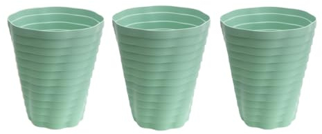 6inch Self Watering Planter Plant Pots - 3Pack Plastic Flower Pots with Deep Reservoir Planters with Drainage Hole and Tray for All Houseplants,Succulent, African Violets,Snake Plants (Green 3pc)