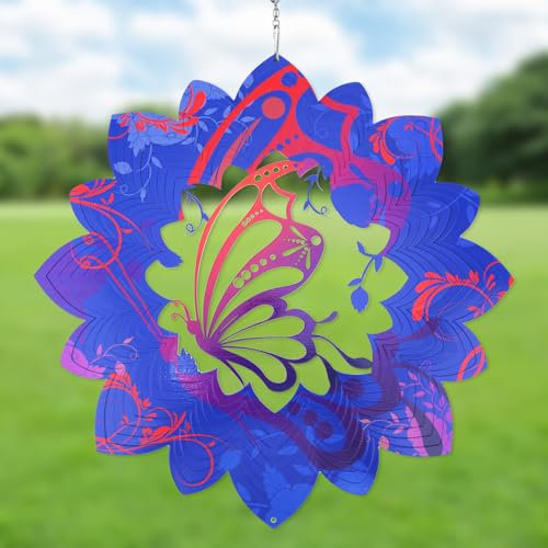 Butterfly Wind Chime, 3D Rotating Wind Chime Stainless Steel Wind Chime Metal Wind Spinner Hanging Outdoor for Garden Yard, Kinetic Yard Art Decorations