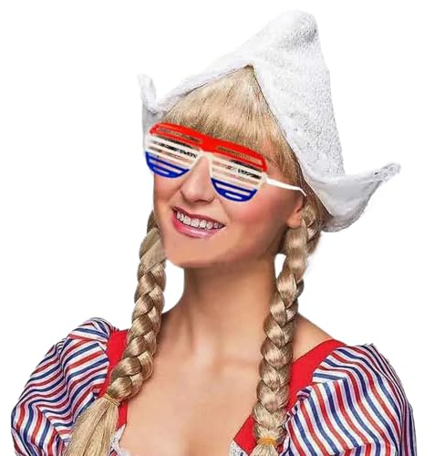 xbiez Weißer niederländischer Hut aus Spitze mit Shutter und Brille, Holland-Kopfschmuck, Zubehör für Damen, Urlaub, Partys, Cosplay, Event