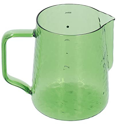 Jarra de vidrio para crema de 500 ml, jarra de espuma de leche, botella de agua de vidrio de borosilicato, tazas de té, tazas de café y té, jarras para servir para fiestas (verde)