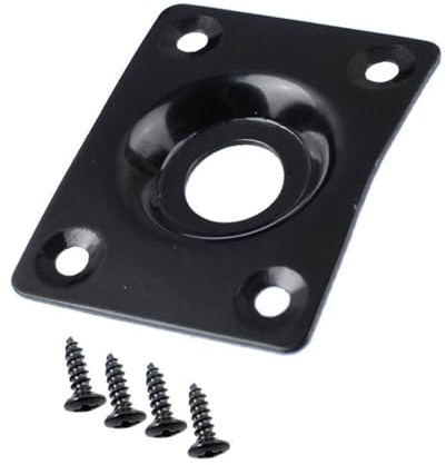 Guitar Output Jack Plate 1/4 Inch 9.2mm Rectangle Jack Reinforcement Plate Socket Mounting Assembly for Electric Guitar - Black