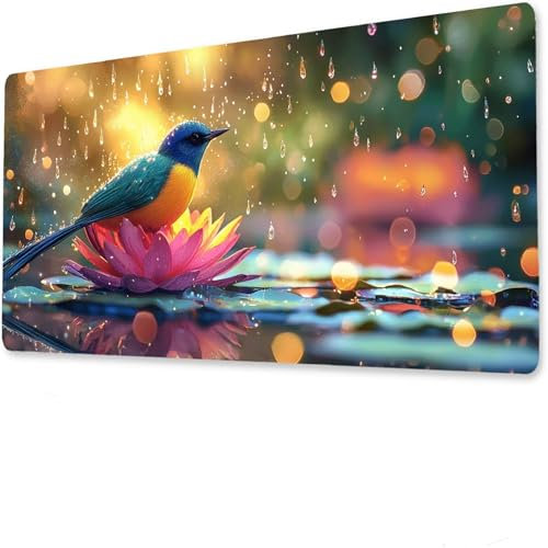 Oiseau Mouse Pad Mat, Tapis de Souris Gaming XXL 1600x800x4mm, sous-Main Bureau Gamer, Tapis Table Joueur sans Couture Extra Large, Base antidérapante, Clavier Preuve de l'eauanimal Q-5