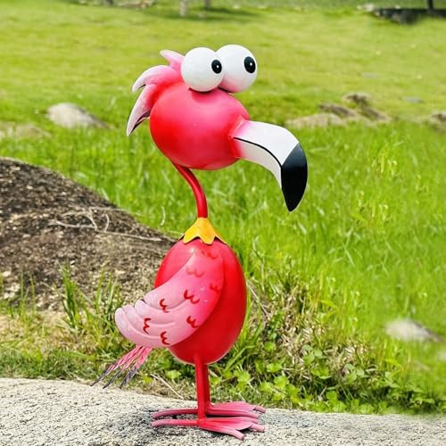 Décoration de cour en forme de flamant rose, statue de jardin extérieur en métal