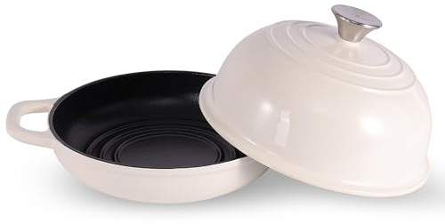 STONEBAY Enameled Cast Iron Bread Oven – 9.5-Inch Dutch Oven for Sourdough Bread Baking & Artisan Loaves, Versatile for Roasting & Braising (Shell White)