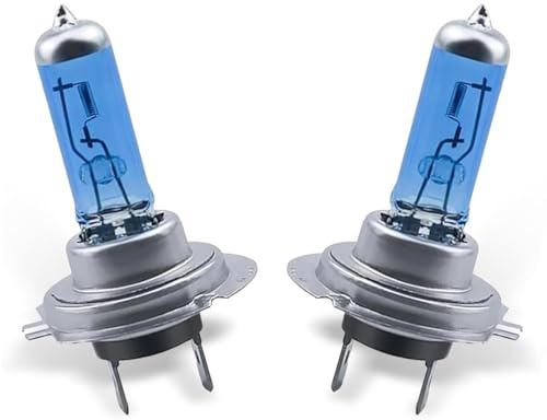 LATRAT Lampade alogene per auto H7 55W 12V, 5000K Super Ultra White, extra resistenti, lampada anteriore alogena, aspetto LED