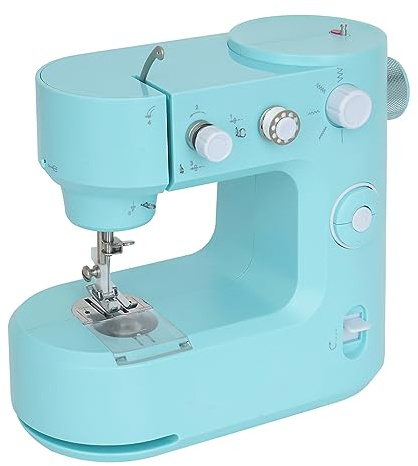 Elektrische Mini Nähmaschine Nähmaschine anfänger mit Fußpedal,5 Sticharten, LED-Beleuchtung & Automatischem Fadenschneider - Tragbar,Leicht (2.8lbs) für Stoffe wie Denim,Baumwolle - Modell FHSM-398 (