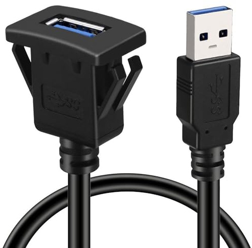 WKabnkn Cable de extensión USB 3.0 macho a hembra impermeable para coche, camión, barco, motocicleta, salpicadero, 1 metro, cable de extensión de entrada USB