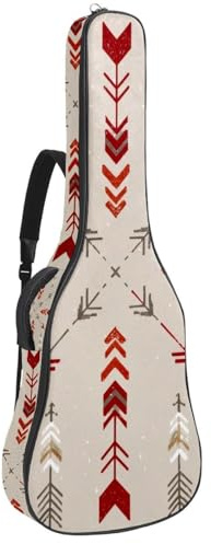 Set mit Ginko Leaf Gitarrentasche, gepolsterter Rucksack für Akustikgitarre, Rucksack mit verstellbaren Schultergurttaschen, Mehrfarbig 02, 42.9x16.9x4.7 in, Lässiger Tagesrucksack