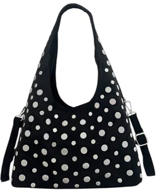 MODELISA - Bolso de Hombro Hobo con Tachuelas Diseño Moderno Estilo Casual para Mujer (Negro)