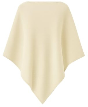 Genérico Capa Punto en Pico Mujer Estilo Poncho para Otoño-Invierno| Talla Única (XS a XL) (Crudo)