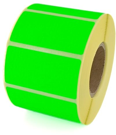MD Labels Etichette adesive verde neon 60 x 30 mm su rotolo - 1000 pezzi - Etichette autoadesive per ufficio, magazzino e spedizione