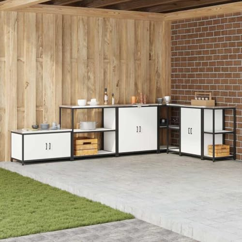 Mimdixy Mobiletto da cucina con ripiano in acciaio bianco