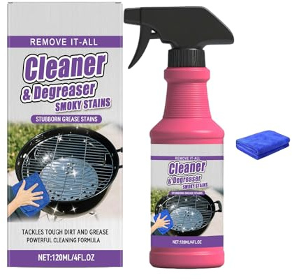 Schnell wirkender Hochleistungs-Grill-Entfetter-Spray, BBQ-Reinigungsspray für starke Verschmutzungen, Ölfleckenreiniger, für Grillroste, Rauchflecken und hartnäckiges Fett (1pc)
