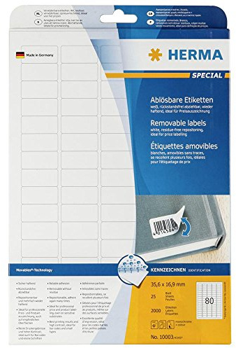 HERMA SuperPrint Etiketten ablösbar/4345 35,6x16,9 mm weiß Inh.2000