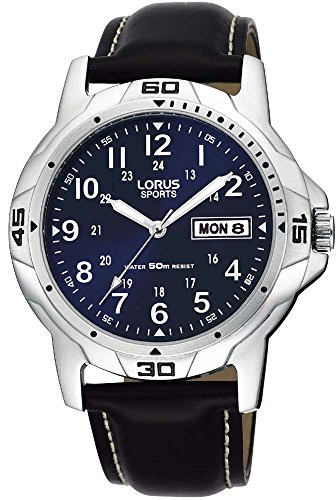Lorus Gents Leather Strap Sports Watch Blue Dial 50m Water Resistance RXN51BX9