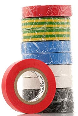 10x Isolierband Klebeband 12mm 10m KfZ blau rot weiss schwarz gelb