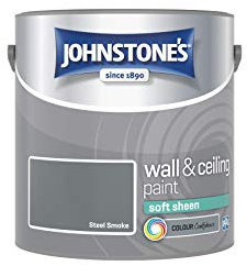 Johnstone's - Wall & Ceiling Paint - Steel Smoke - Soft Sheen Finish - Emulsion Paint - Fantastic Coverage - Easy to Apply - Dry in 1-2 Hours - 12m2 Coverage per Litre - 2.5L