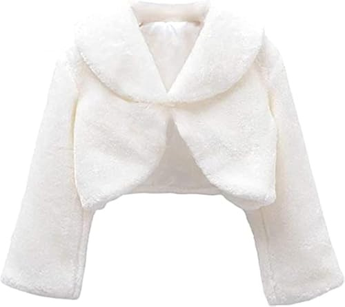 Flora Veste boléro/manteau fausse fourrure pour fille, à manches longues, ivoire - Blanc - environ.vieilli 2-4