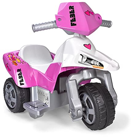 FEBER Famosa 800009608 Sweety – motorcykel med 3 hjul för barn från 3 till 7 år, 6 V, rosa
