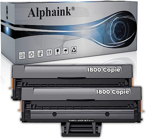 alphaink Toner AI-KIT2-MLT-D111L, Kit 2 da 1800 Copie, Compatibili per Samsung Xpress 2022 2026 2022W 2070 2020 2070F 2070FW 2070W