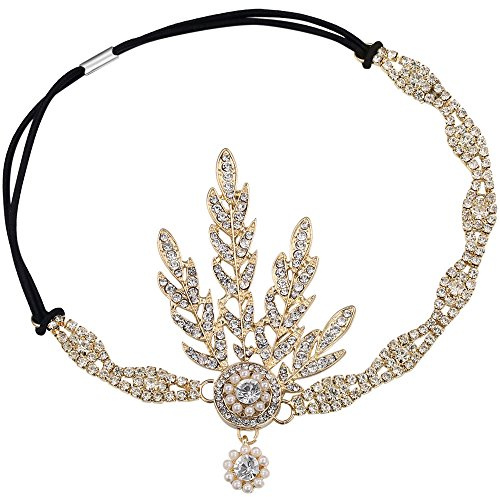 BABEYOND 1920s Headpiece Flapper Headpiece Vintage 1920s Headband Great Gatsby Accessories Women Roaring 20's Accessories with Gift Box (Gold)