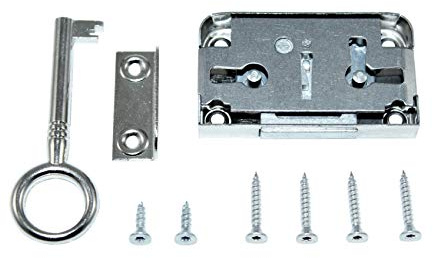 SN-TEC Aufschraubschloss/Möbelschloss/Schrankschloss mit Zuhaltung, Dornmaß: 20mm, (Gesamttiefe 39mm), rechts/links/LAD verwendbar incl. Schließblech incl. Montagematerial
