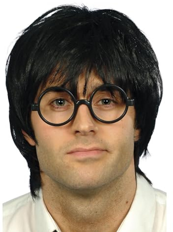 Smiffys Schuljungen-Set, Schwarz, mit Perücke und Brille Halloween
