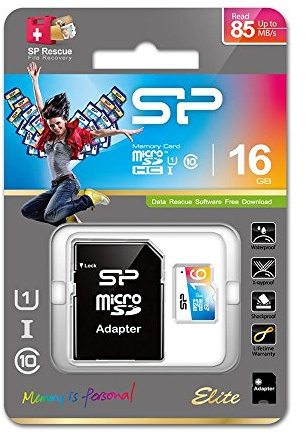 Silicon Power Elite - Tarjeta de Memoria con Adaptador SD, 16 GB, Micro SDHC UHS-1 Class 10, Velocidad de Lectura hasta 85 MB/s, Flash