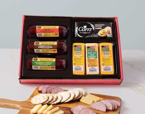 Wisconsin Cheese Company - Deluxe Cheese & Sausage Gift Box - 100% Wisconsin Cheese, Cracker & Summer Sausage Gift Box | Perfect for Parties, Charcuterie Boards, and Holiday Gifts