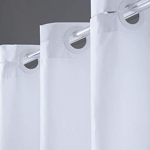 Furlinic Überlänge Duschvorhang 200x240 Weiß, XL Badvorhang aus Stoff Wasserdicht Anti-schimmel Waschbar, Textile Duschvorhänge für Dusche und Badewanne, Shower Curtains Hookless.