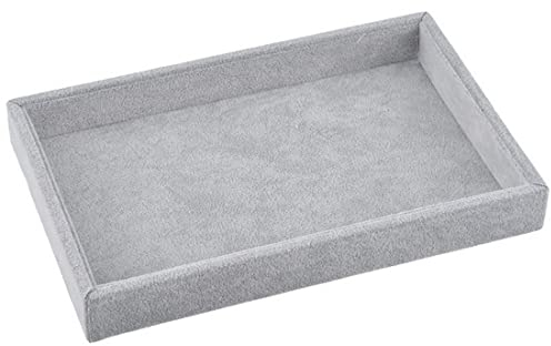 Valyria Velvet Jewelry Tray, Stackable Showcase Display Organizer for Ring Earring Necklace Pendants Bracelet (Grey)
