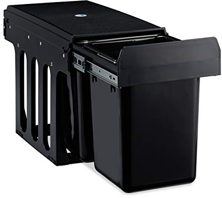 Relaxdays Pattumiera Estraibile con 2 Secchi, Bidoni Raccolta Differenziata Sotto Lavello, 2x 8 l, 35,5x25x47 cm, nero