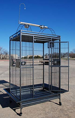 XX-Large Castle PlayTop Parrot Cage 32 W x 23 L x 66 H for Large Size Macaws Cockatoos African Grey Amazon (Black)