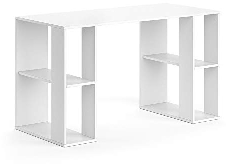 Vicco Schreibtisch Arian, Weiß, 130 x 60 cm | mit seitlichen offenen Ablagefächern für zusätzlichen Stauraum