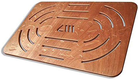 Castelmerlino Caillebotis de douche Okumè marine contreplaqué 78x52 cm pour receveurs de douche 100x70