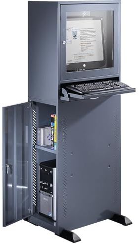 eurokraft Basic | Computerschrank | Standardausführung, blaugrau