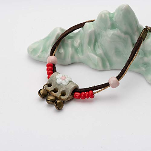 Freundschaftsarmbänder,Keramik Blume Glocke Anhänger Handgewebt Braun Freundschaftsarmband Verstellbarer Charme Ethnischer Schmuck Geschenk Für Kinder Frauen Männer Paare