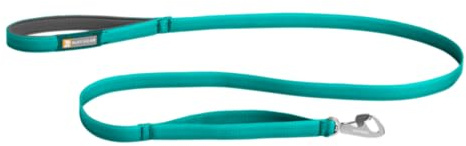 RUFFWEAR Front-Leine, leicht, 1,5 m, Starke Leine mit gepolstertem Griff und sicherem drehbarem Crux-Clip, kompaktes, flaches Tubelok-Gurtband, Aurora Teal (Einheitsgröße, für alle Rassen)