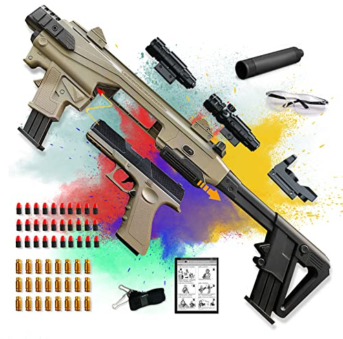 SK MISS Spielzeug Pistole, Toy Gun mit Zubehörsets, Schaumstoff-Blaster Pistole Spielzeug mit Soft Foam Bullets Darts, Geburtstags Geschenke & Festliche Geschenke