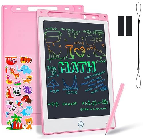 Coolzon Colourful LCD Writing Tablet Kids, 10 Inch Erasable Writing Tablet with Lock Function Kids Drawing Pad for Painting Drawing and Memo Lists,Free Animal Cartoon Stickers,Pink